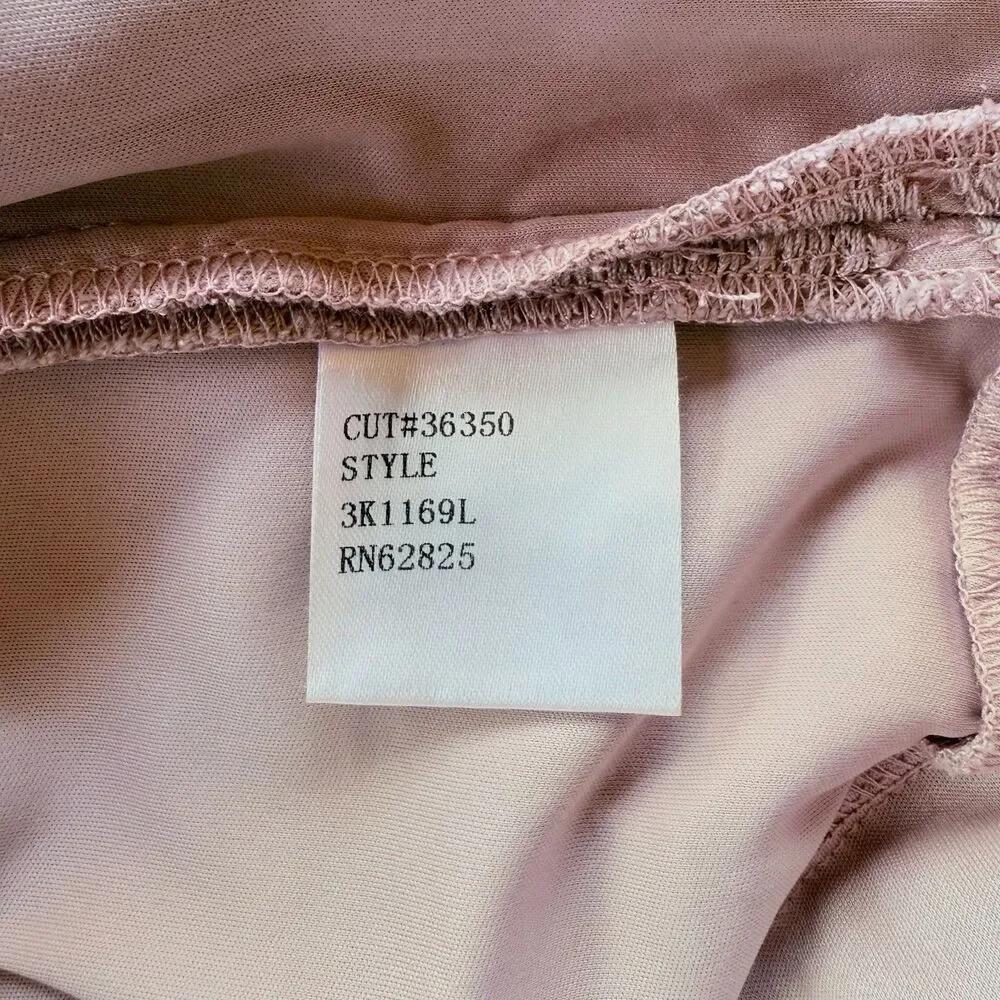 NWT Tadashi Shoji Textured Lace Mermaid Gown w Cap Sleeves in Mauve Blush Pink 8 - Picture 6 of 9